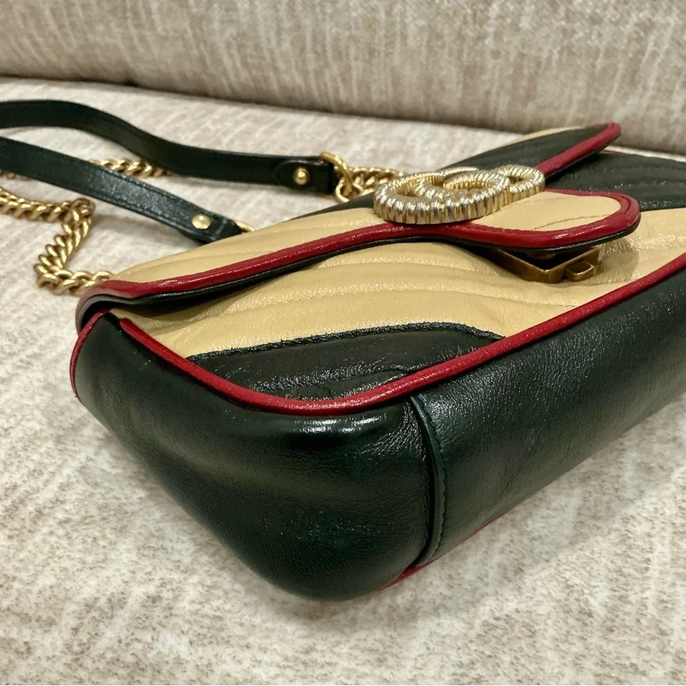 ✨💎RARE💎✨GUCCI Marmont Multicolor Leather Flap Chain Bag w/Dusty and Gift! - Picture 4 of 14